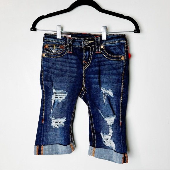 True Religion -‎ Women’s Riley Distressed Denim Bermuda Shorts NWOT - Sz. 25 - Picture 1 of 5